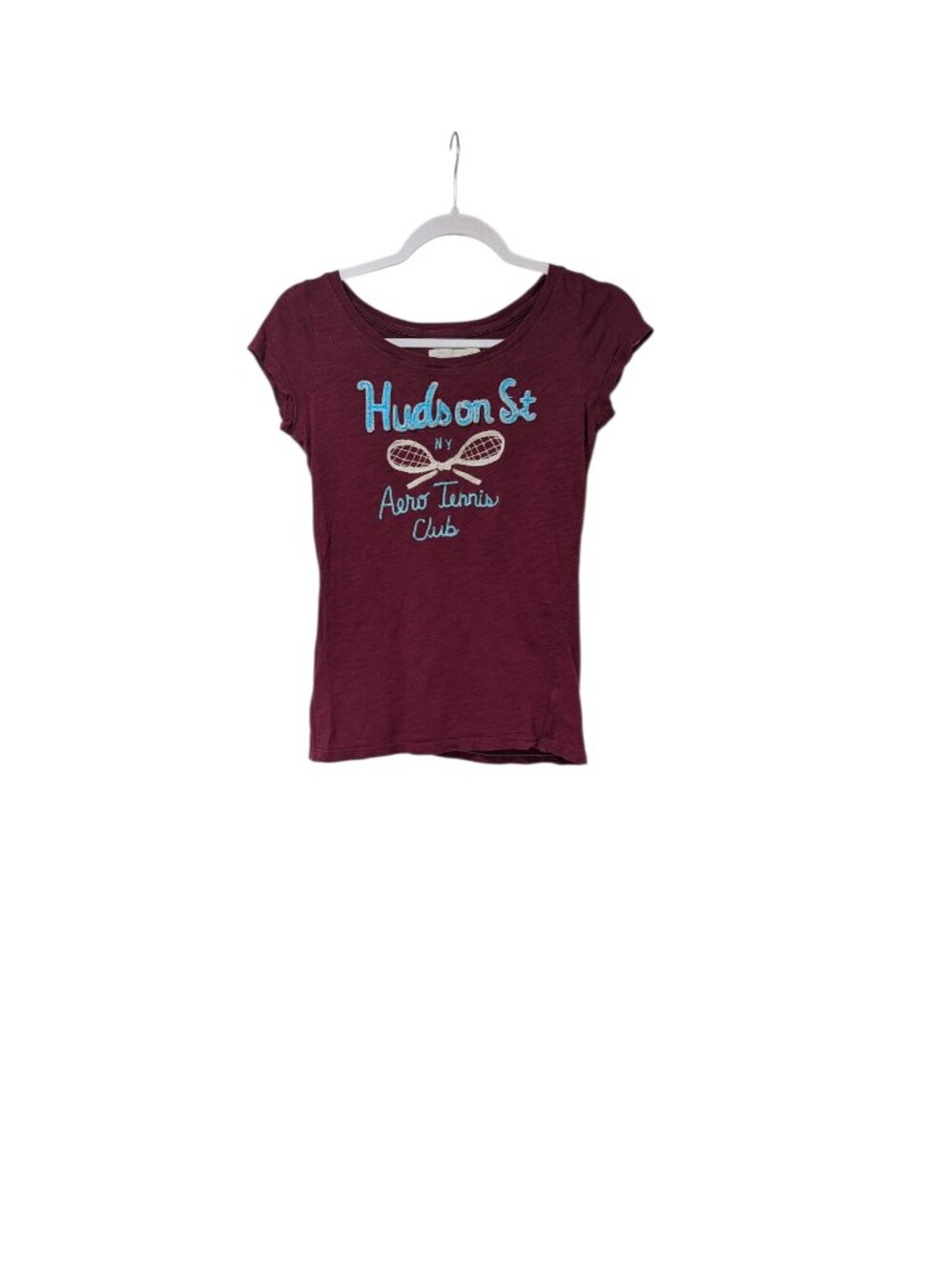 Aeropostale Vintage Maroon Aero Tennis Club Round Neck T-shirt Sz S